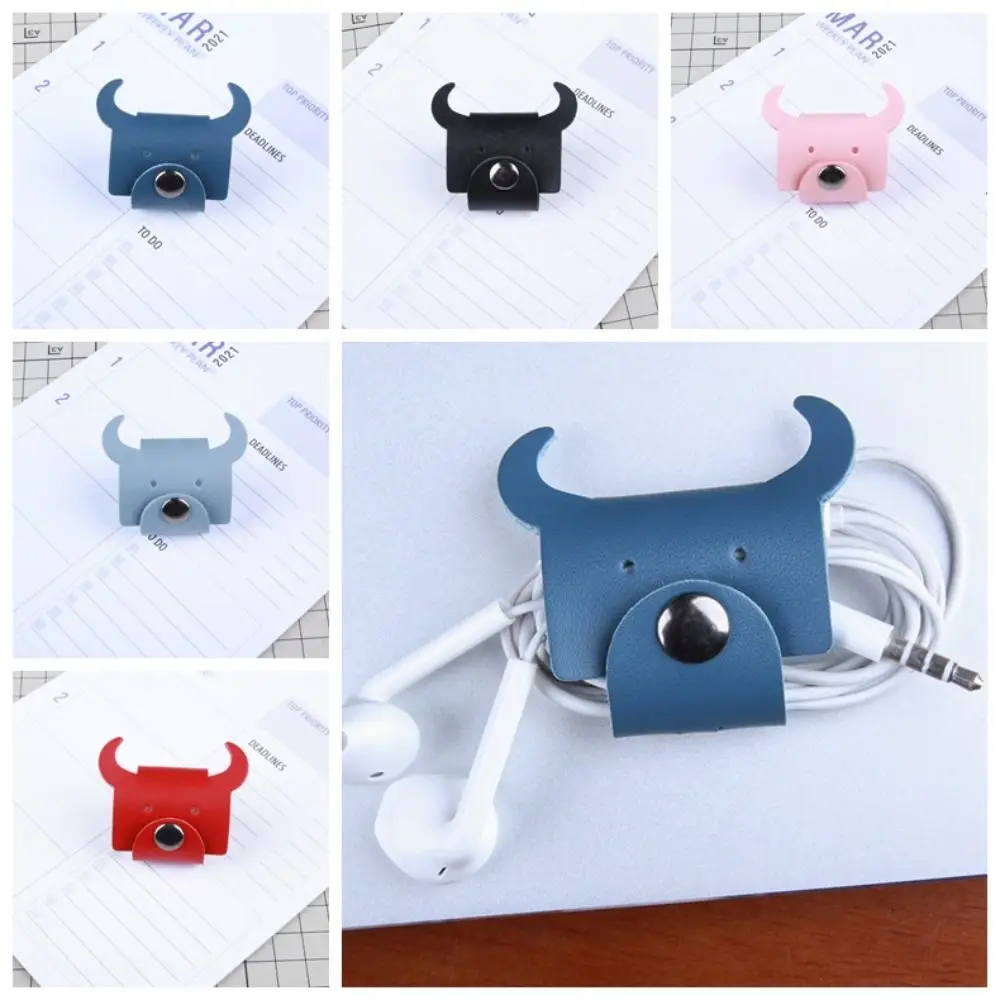 

Earphone Cord Organizer Cute Animal Leather Cable Winder Cable Protector Clip Anti Winding Bear/cattle Cartoon