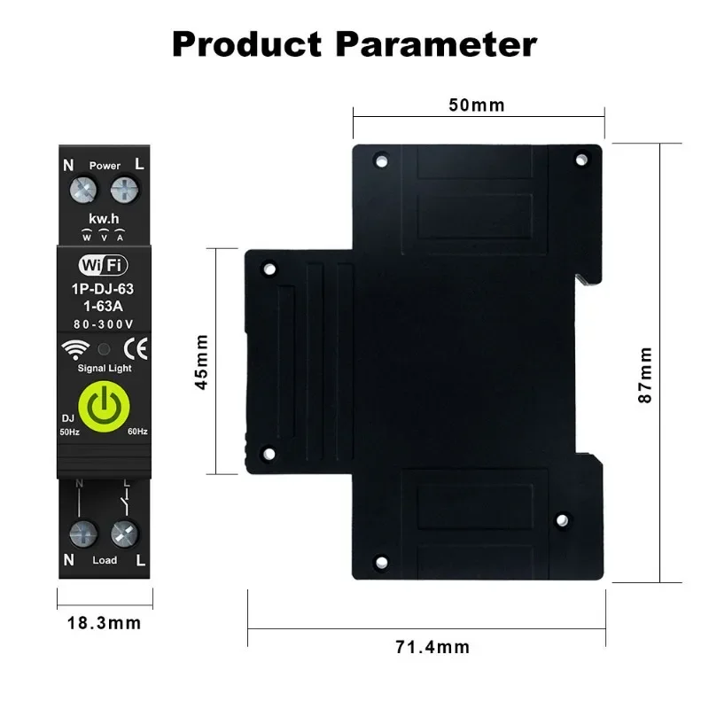 Tuya WIFI Circuit Breaker Overcurrent Loss Current Delay Protection Voltage Meter Reclosable Power Switch Timer Relay Smartlife