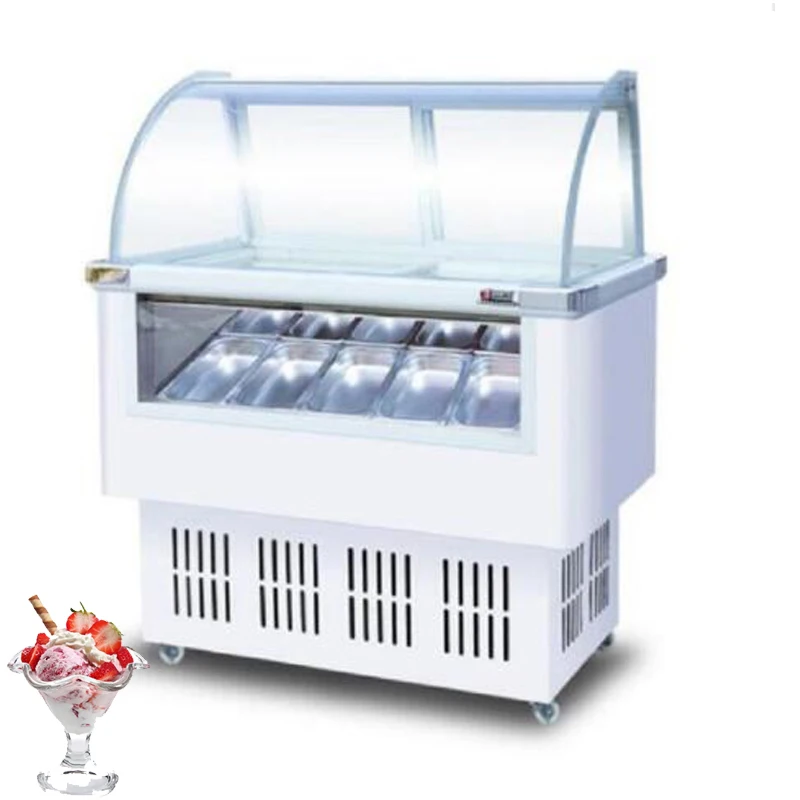 Commercial Ice Cream Display Cabinet Stainless Steel Popsicle Showcase Freezers 10 Round Barrels Or 14 Square Barrels 170W