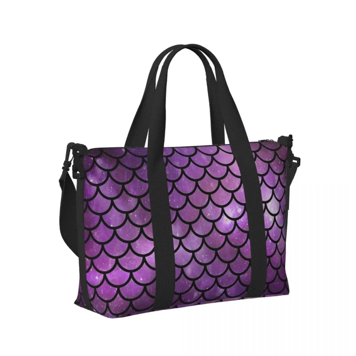 

Mermaid Tail Purple Beach Travel Bag Large Capacity Tote Bags for Gym Sport Women Shopping Duffle Shoulder Bag