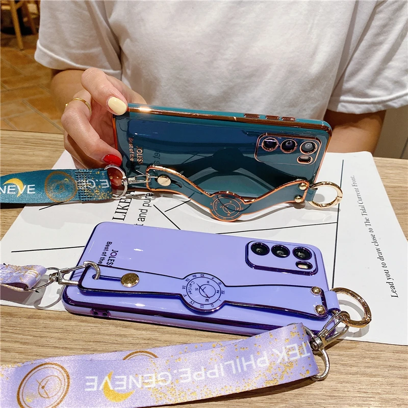 

50pcs Crossbody Plating Wristband Holder Case for Huawei P40 P50 Pro P30 P20 Nova 5T Mate 20 30 40 Pro Honor 10 Lite 20 30 8X 9X