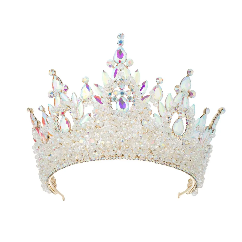 

Luxury Oversized Baroque Crown Electroplated Hair Jewelry Rhinestone Bridal Crowns Cake Decorations Sparkling Wedding Crown