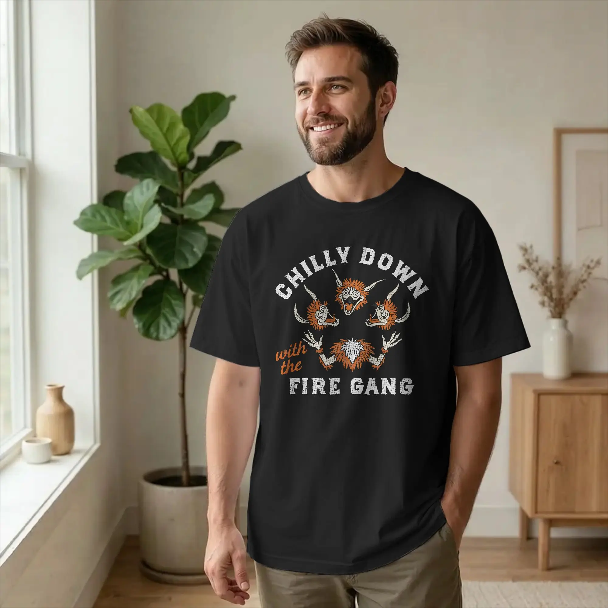 Novelty Labyrinths Chilly Down With The Fire Gang T-Shirts Men O Neck Cotton T Shirts Movie Short Sleeve Tee Shirt Printed merch