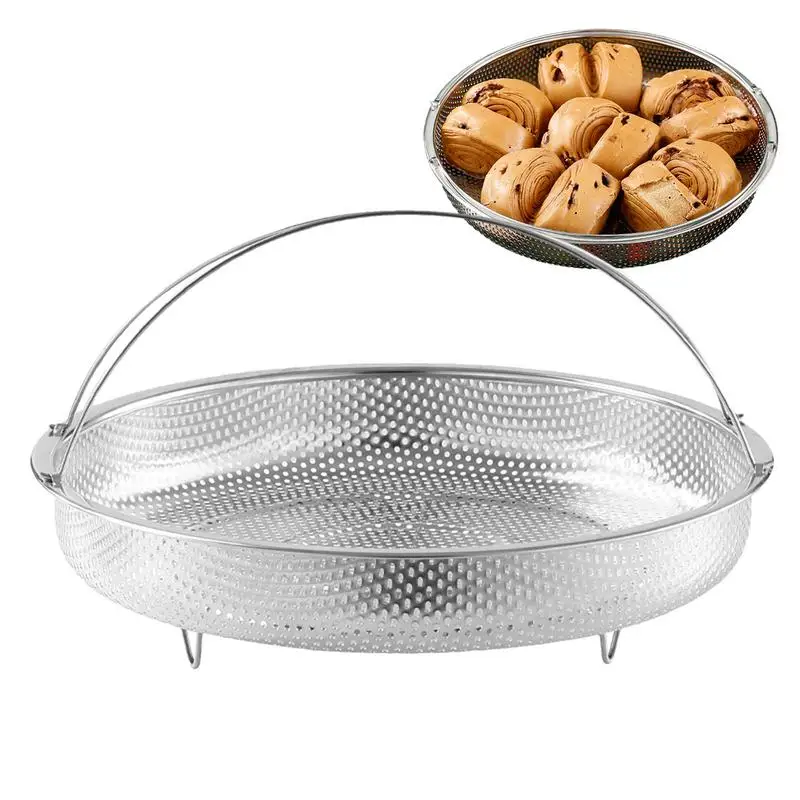 Food Steaming Basket Stainless Steel Kitchen Cooking Tools Reusable Handheld Rack For Steaming Dumpling Eggs Corns Broccoli