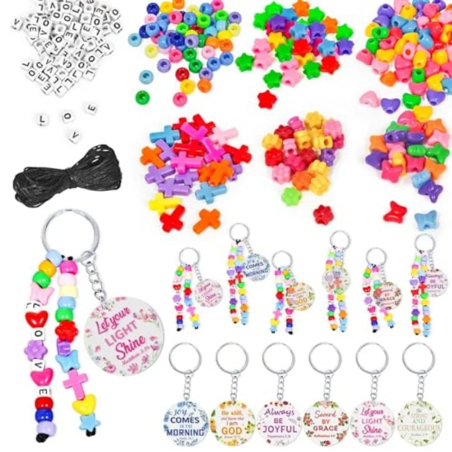 

Cinrobiye, 24 компл., христианский брелок для изготовления, ремесленный комплект, сделай сам, религиозные брелки со стихами из Библии, вдохновляющие бусины, брелок для ключей, женский Te