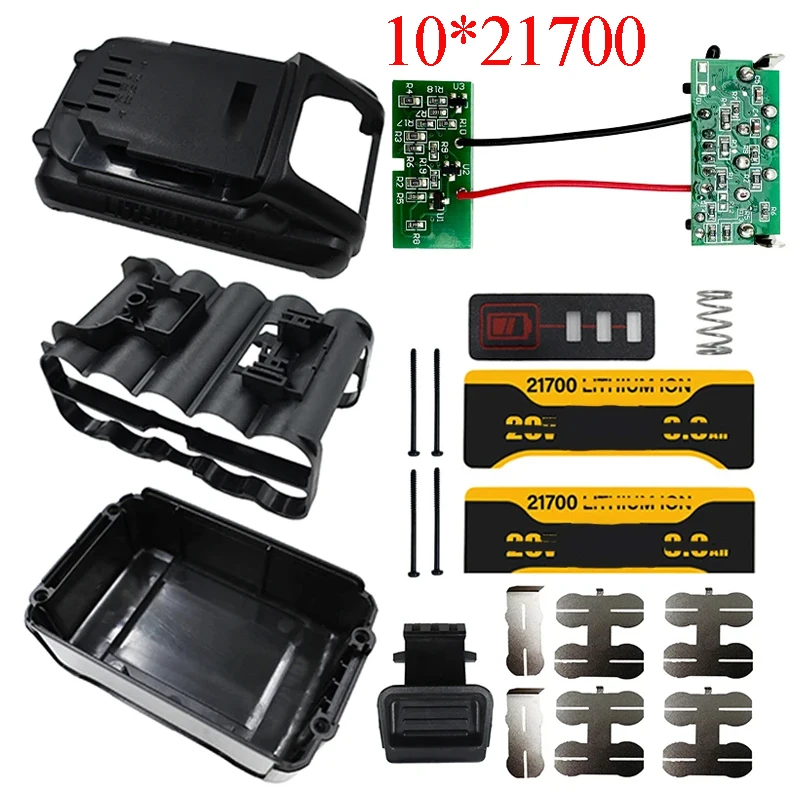 DCB200 10X21700 Lithium Battery Plastic Case BMS PCBA Protection Circuit Board For Dewalt 18V 20V 8Ah Stickers Box Shell Housing