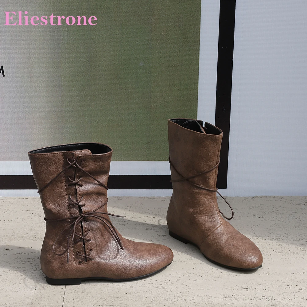 2025-nuovo-inverno-dolce-marrone-vino-rosso-donna-stivali-casual-a-meta-polpaccio-stringati-scarpe-piatte-da-donna-piu-grandi-dimensioni-42-46-48