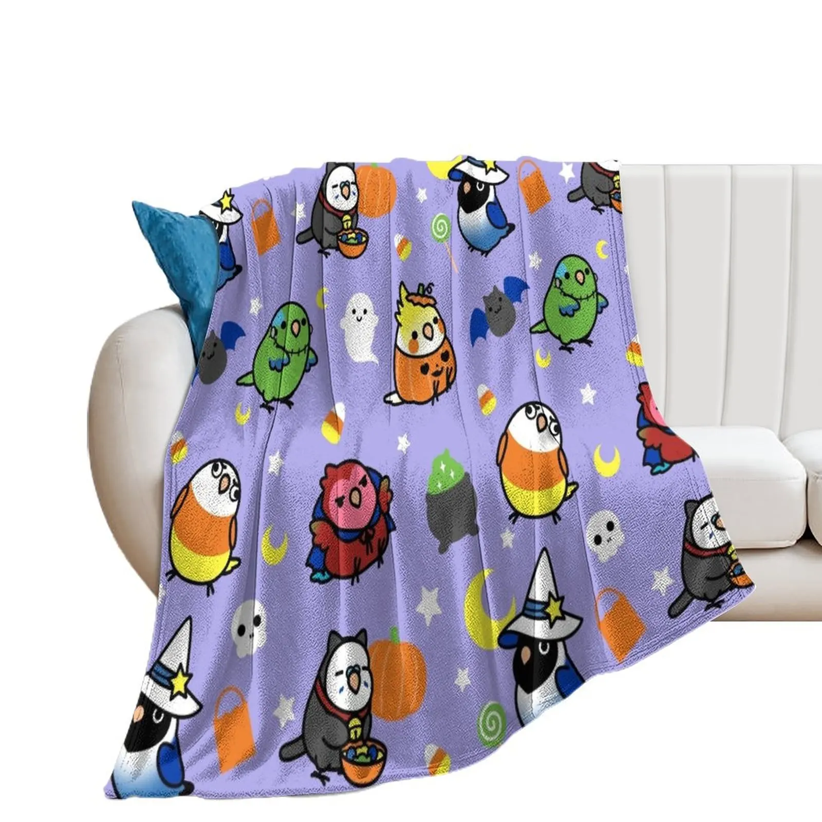 Chubby Bird Halloween Adventures V2 Throw Blanket Polar Warm Comforter Blankets