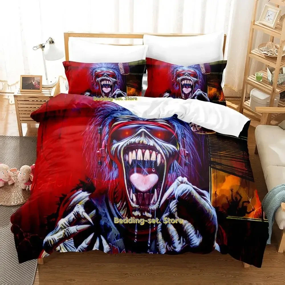 

Hip Hop Maiden Heavy Metal Bedding Set Cartoon Anime three-piece set Adult Kid Bedroom Duvetcover Sets Print bedding set luxury