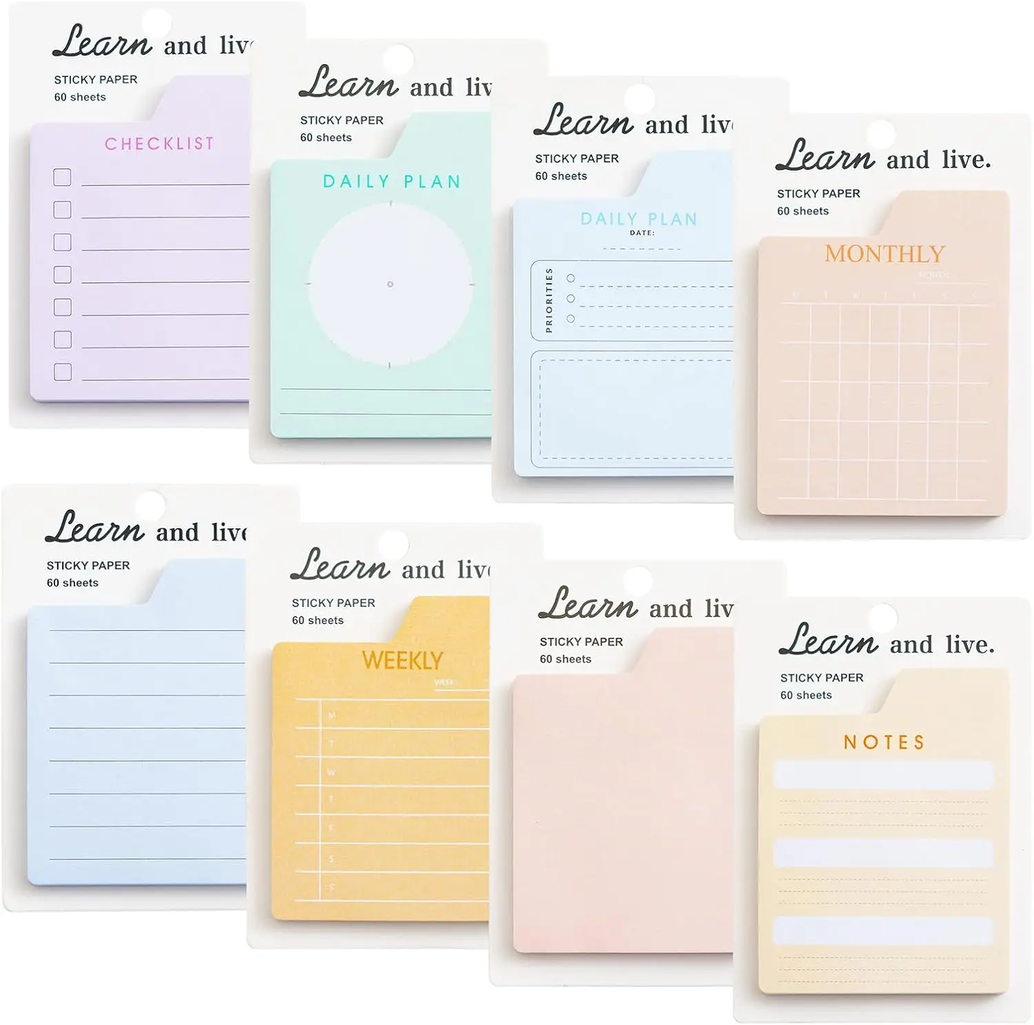 Sticky Note Planner Pads Set 60 Sheets/pad for Daily Weekly Monthly Planning to Do List Recyclable Note Book for School Supplies