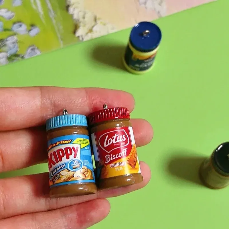 10pcs/Pack Miniature Simulation Peanut Butter Bottle Charms 3D Salad Resin Pendants For DIY Keychains Necklace Jewelry view 3