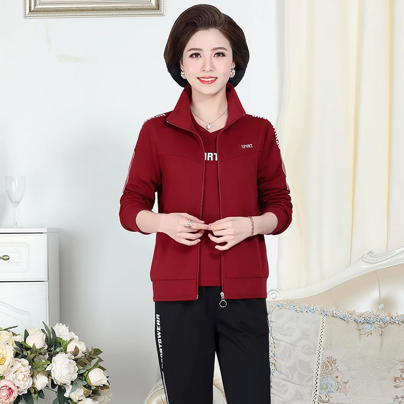 

Весенний модный спортивный костюм для женщин среднего возраста: трендовый свитшот и повседневная спортивная одежда. Новинка!