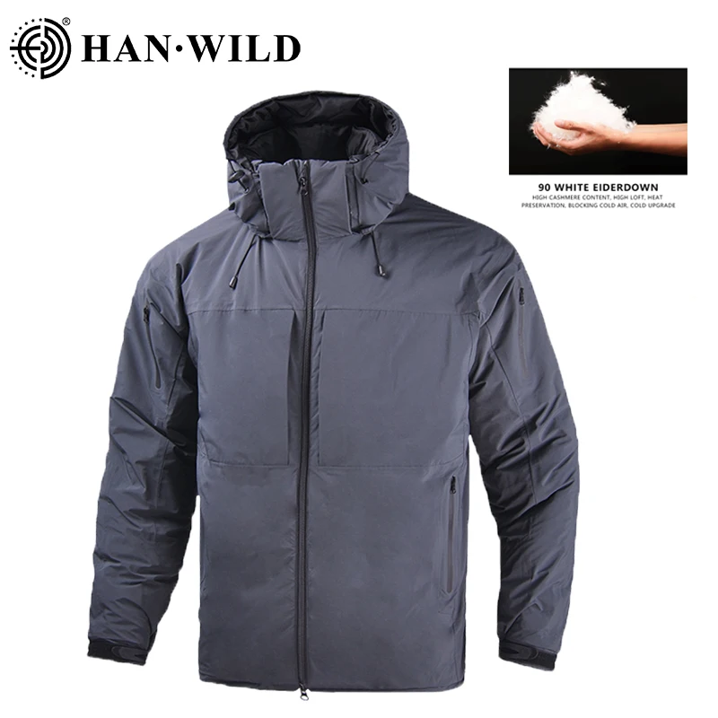 HAN WILD Duck Down Jackets Men Tactical Coat Warm Winter Camping Windbreaker Polar Thermal Jacket Camo Hiking Clothes Parka