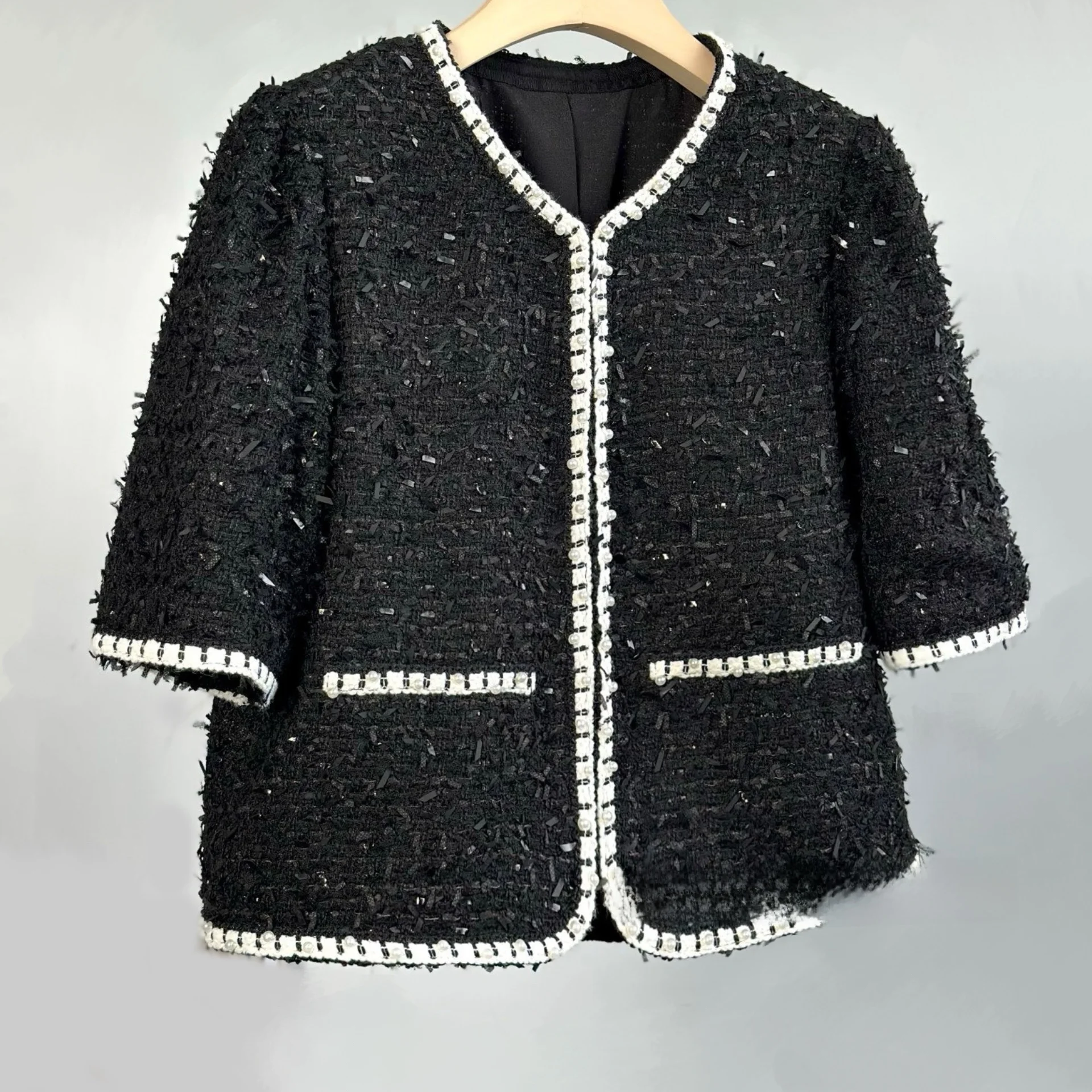 

T*ME Lemon Cheese Faion ort Sve Jaet Embellied с бусинами Color Blo Design Ele Sle Commute Wind Autum...