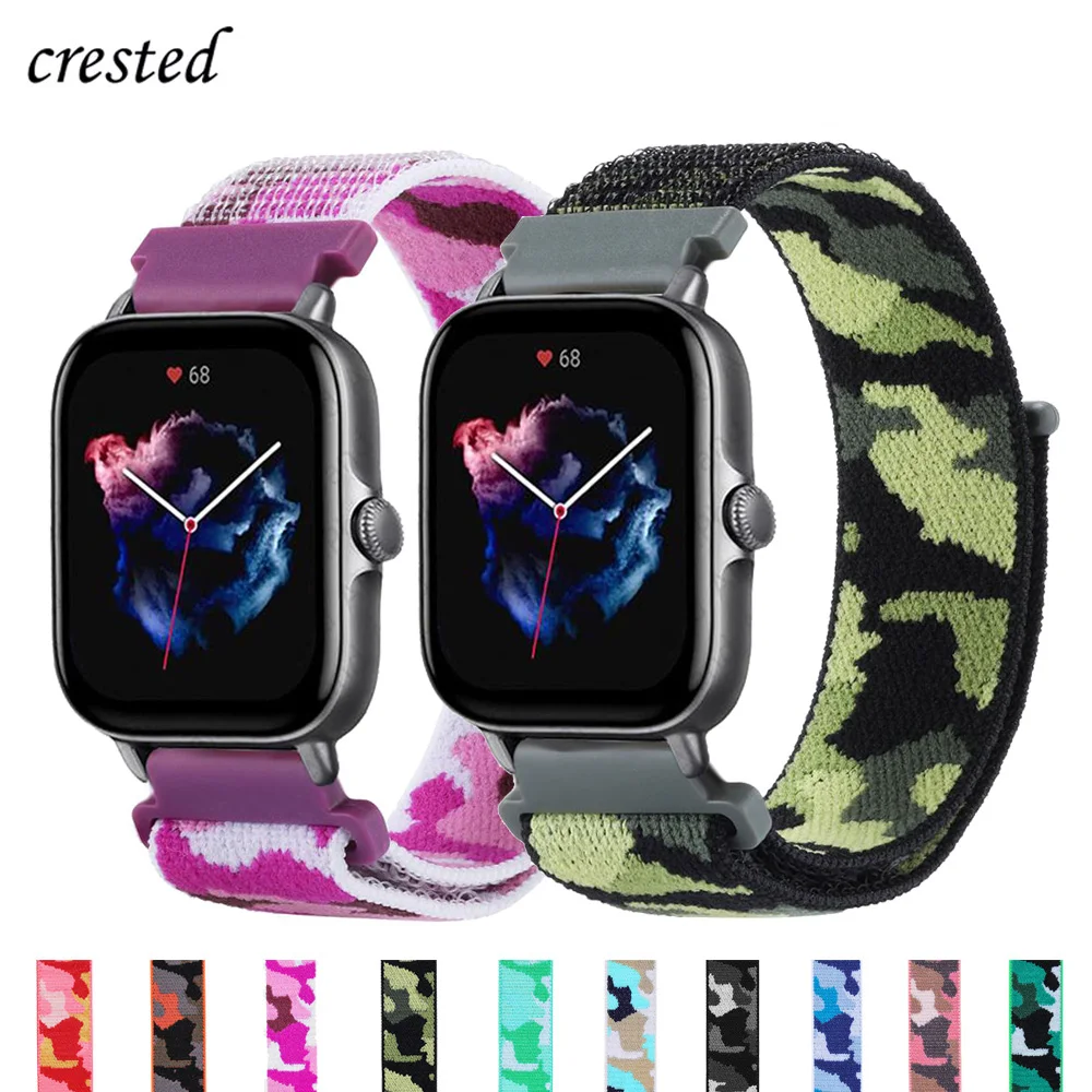 Strap For Amazfit GTS/2/2e/3/GTS2 Mini/GTR 42mm/47mm/GTR2/3/Pro strato 20/22mm nylon Camouflage Bracelet Amazfit bip strap