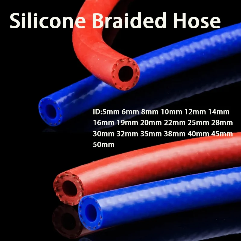 Automotive Silicone Hose Vacuum Exhaust Pipe Inlet Hose High Temperature Resistant Water Pipe Modified Turbocharger ID 5-50mm