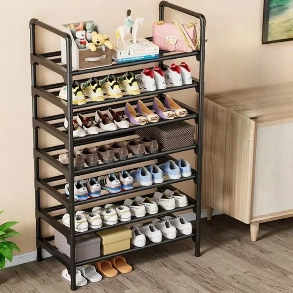 Mehrstöckiges Schuhregal Stapelbarer Organizer Freistehend Schwarz Outdoor-Schuhaufbewahrung Innenraum Platzsparend Wohnzimmer Mehrzweck