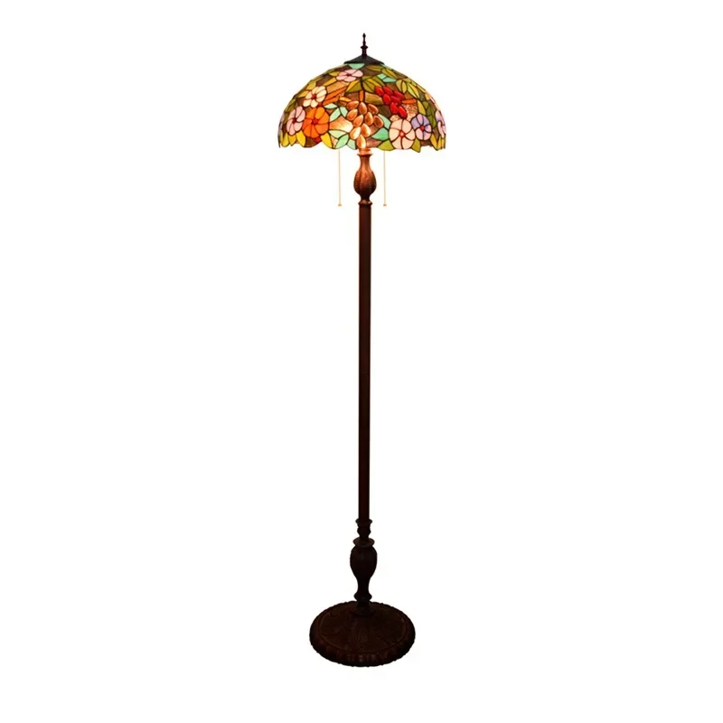 

Tiffany Co. living room dining room floor lamp bar American décor stained glass grape lantern