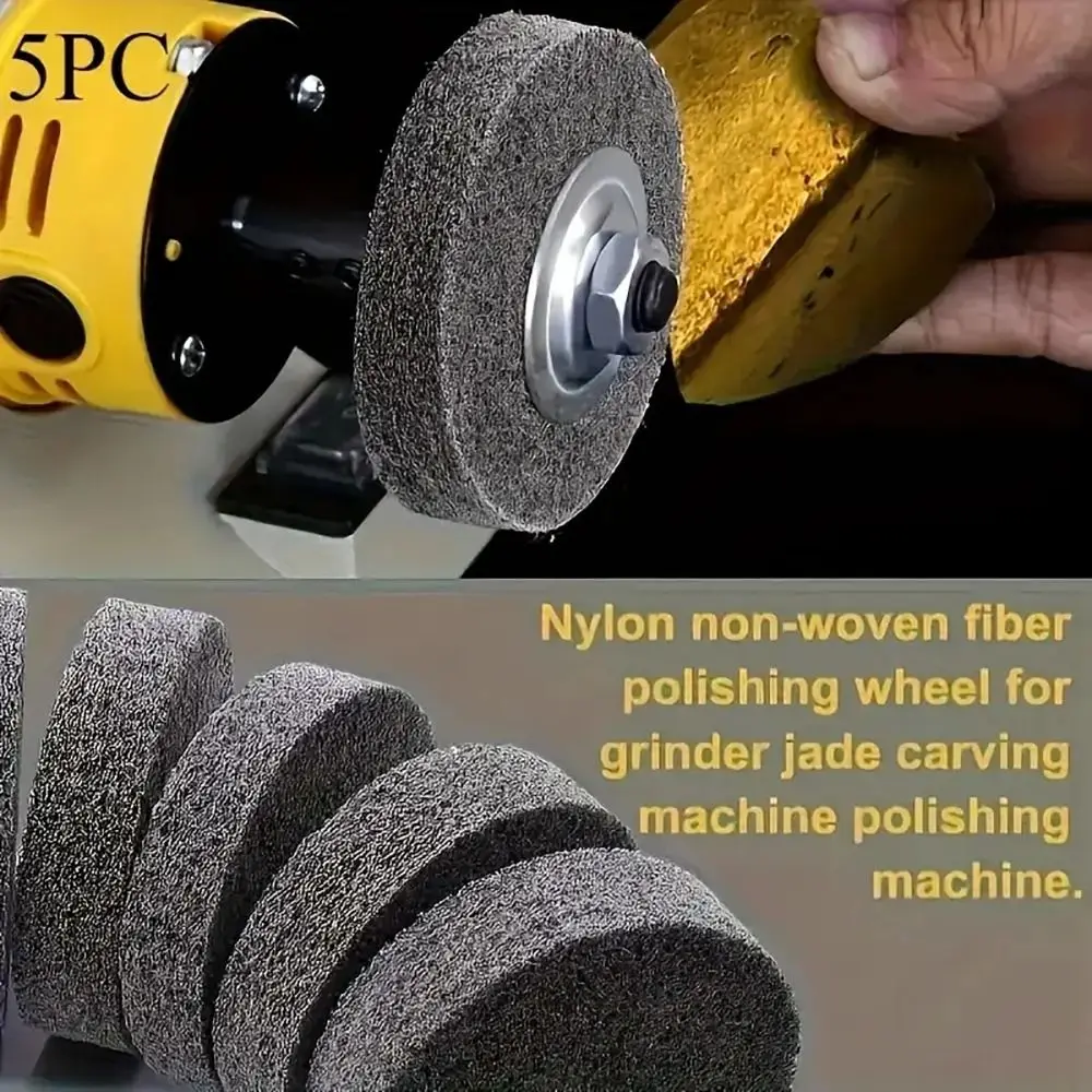 1/5Pcs 3/8" Shaft Hole Buffer Wheel 3" Fiber Polishing Wheel Replacement Abrasive Wheel for Benchtop Buffers and Grinders