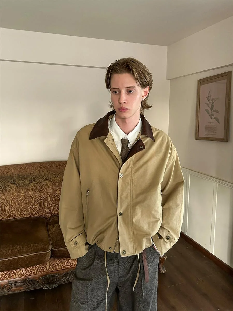 

Куртка-бомбер в стиле ретро из кожи и хлопка, свободного кроя, для подростков, осенне-зимняя, повседневная, EME Vibe25