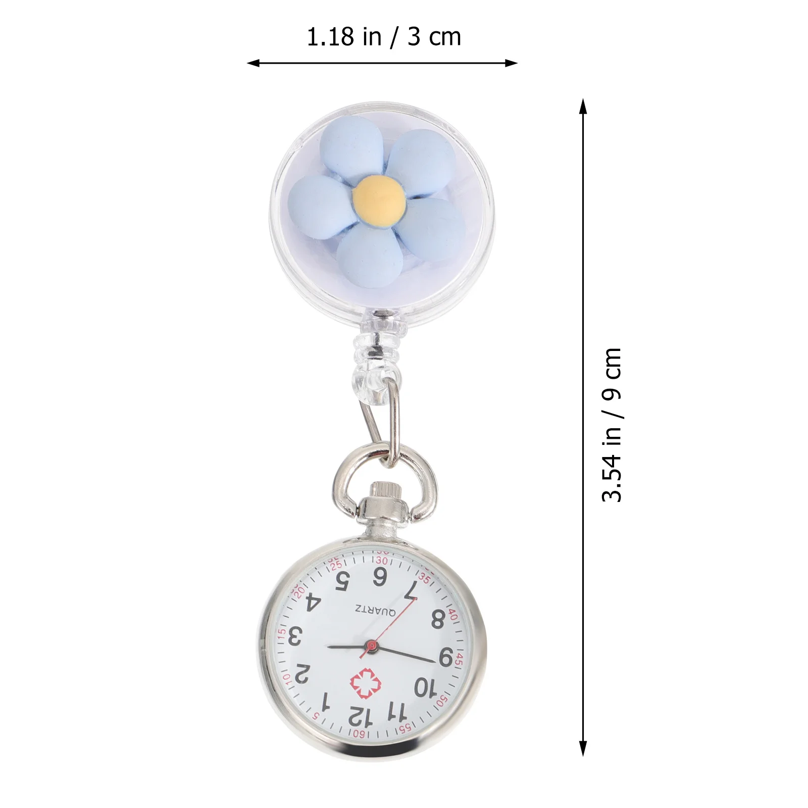 2Pcs Flower Pattern Pocket Watch for Nurses Clip-on Hanging Nurse Watch with Quartz Movement Portable Medical Timepiece