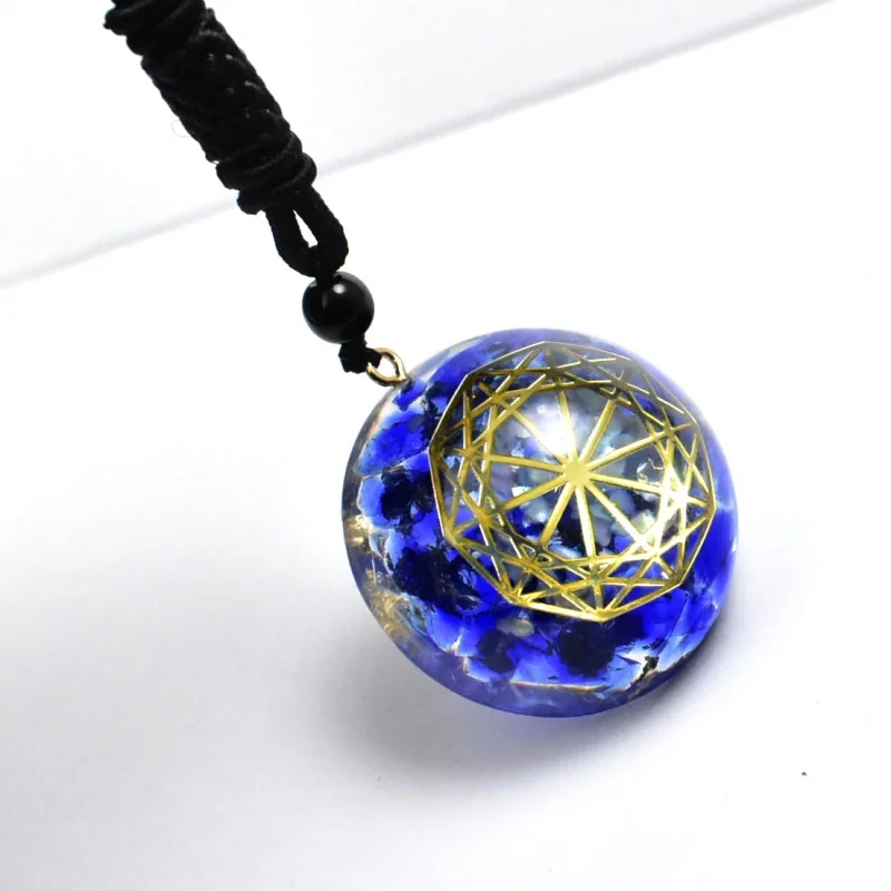 Natural Crystal Gravel Epoxy Pendant