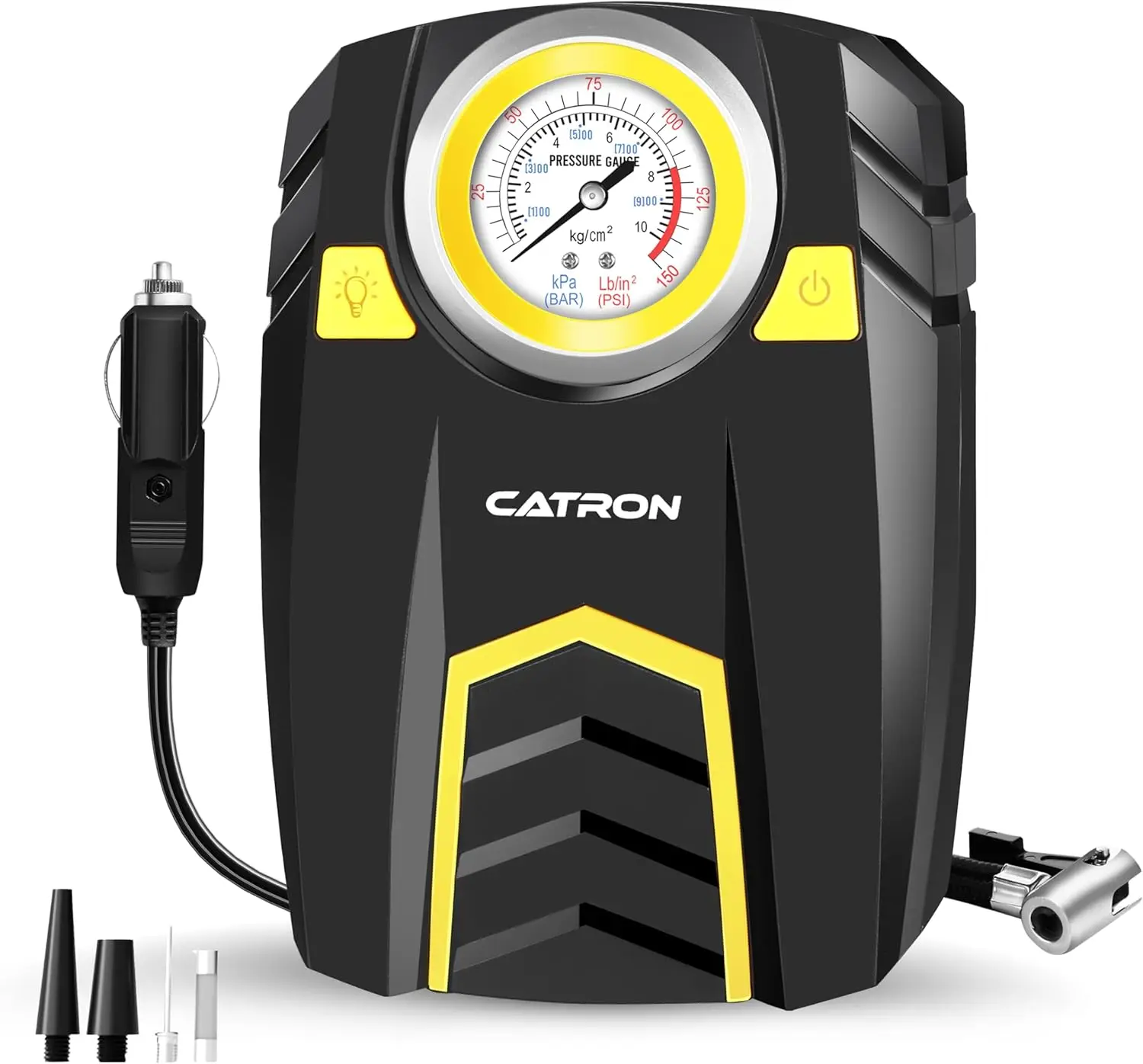 

12V Portable Car Tire Inflator Pump 150 PSI, ABS & Metal, LED Flashlight for Car, Bike, Air Boat