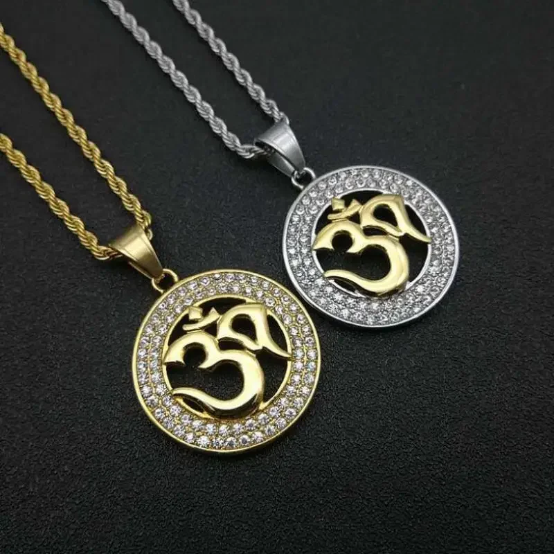 Vintage Hindu Symbols Rune Amulet Pendant Necklace Charm Men\\\'s Religious Style Prayer Amulet Jewelry Gift