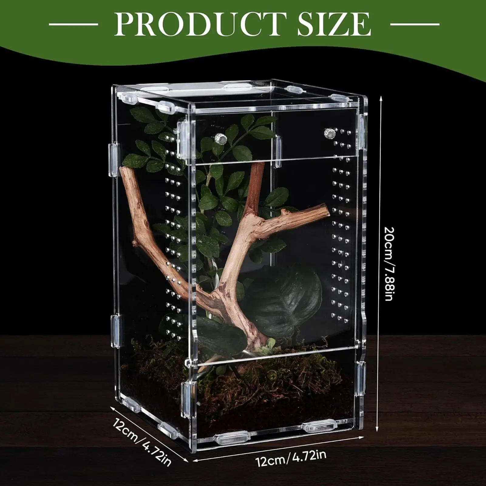 Acrylic Jumping Spider Enclosure Escape Proof Reptile Feeding Tank Ventilated Transparent Reptile Habitat Front Opening - view 6