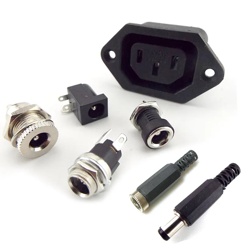 5,5 x 2,1 mm DC żeńskie gniazdo zasilania gniazdo portu ładowania 5,5 * 2,1 mm elektryczne złącze do montażu na panelu PCB gwintowana metalowa wtyczka
