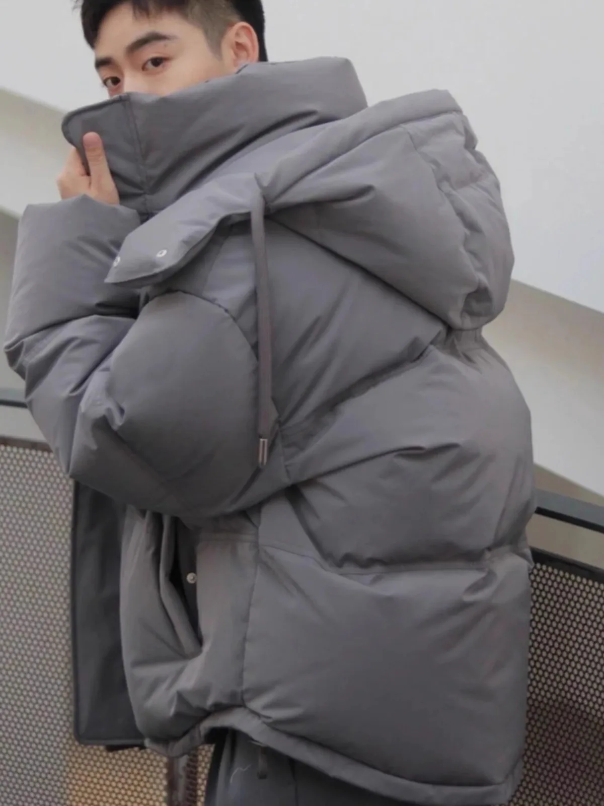 

Oversize Bread Cotton Jaet Heart ape ort Sle Thi Warm Outerwear for Couples Autumn Winter New Arrival Korean Sle