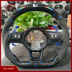 LED Forged Carbon Fiber Steering Wwheel Suitable For Volkswagen Golf 7 7.5 GTI MK7 Model With Buttons And Shift Paddles