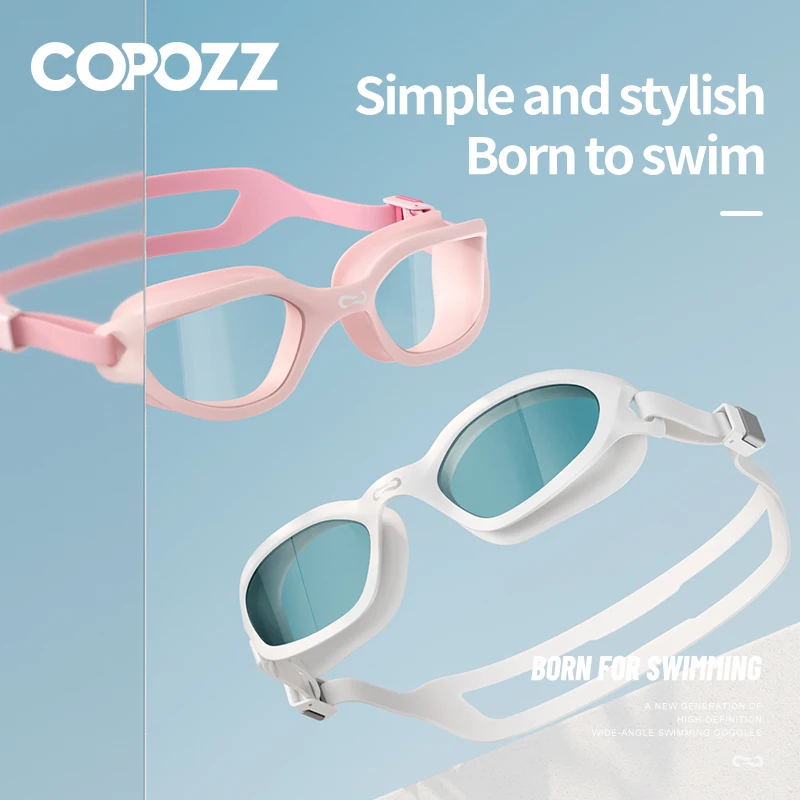 COPOZZ-Gafas de natación HD profesionales para hombres y mujeres, gafas de natación ajustables, protección UV antivaho, vidrio de agua de silicona