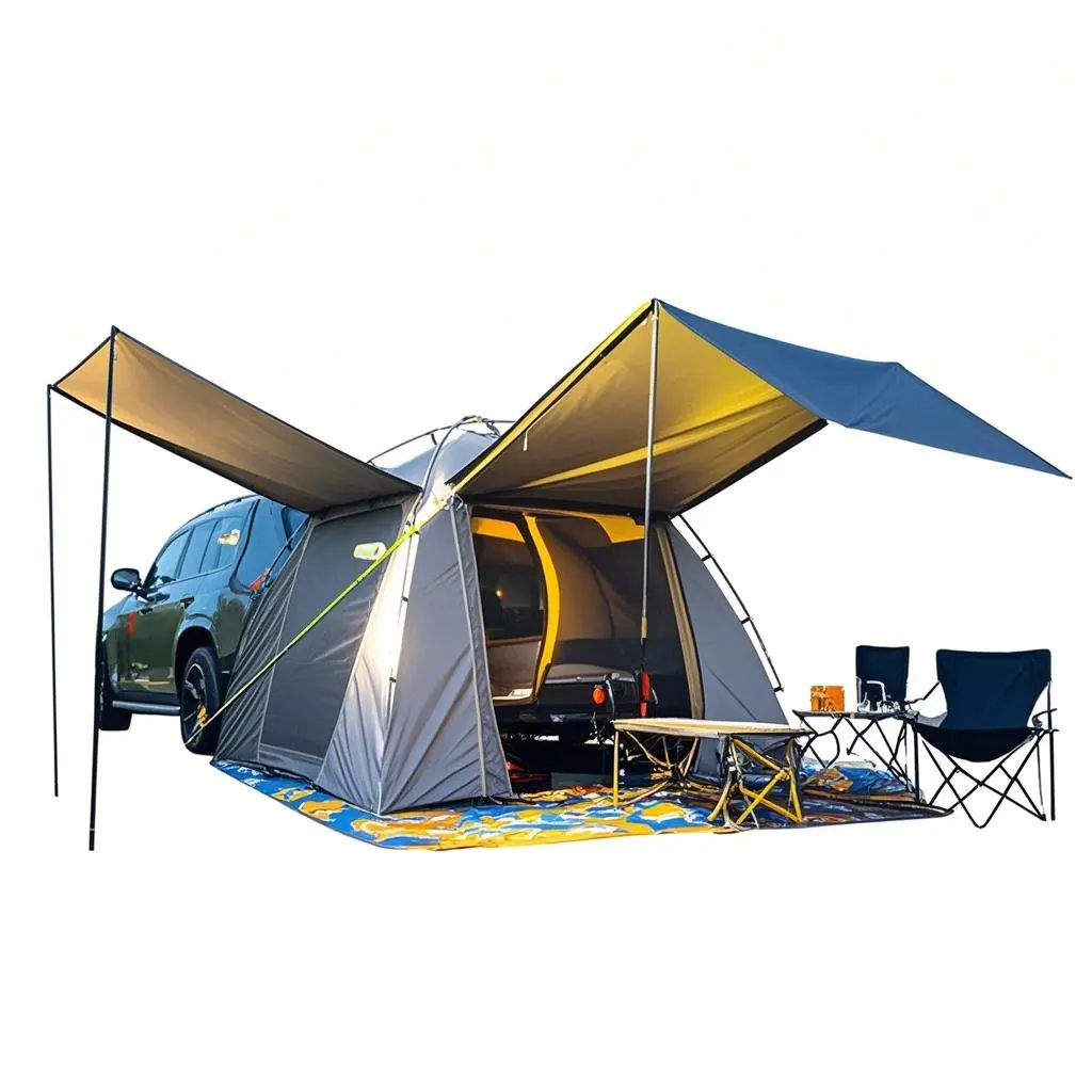 

SUV Tent for Camping with Rainfly, Waterproof PU3000mm Double Layer Car Tents, SUV Tailgate Tent for SUV Van, Jeep, Pickup