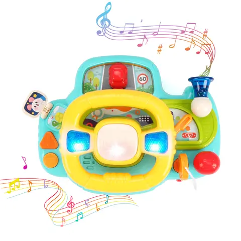 Elektrisches Baby-Lenkrad für Autositze und Kinderwagen, simulieren das Fahren, Gesangspielzeug für Kleinkinder im Alter von 0–36 Monaten, Lernspielzeug