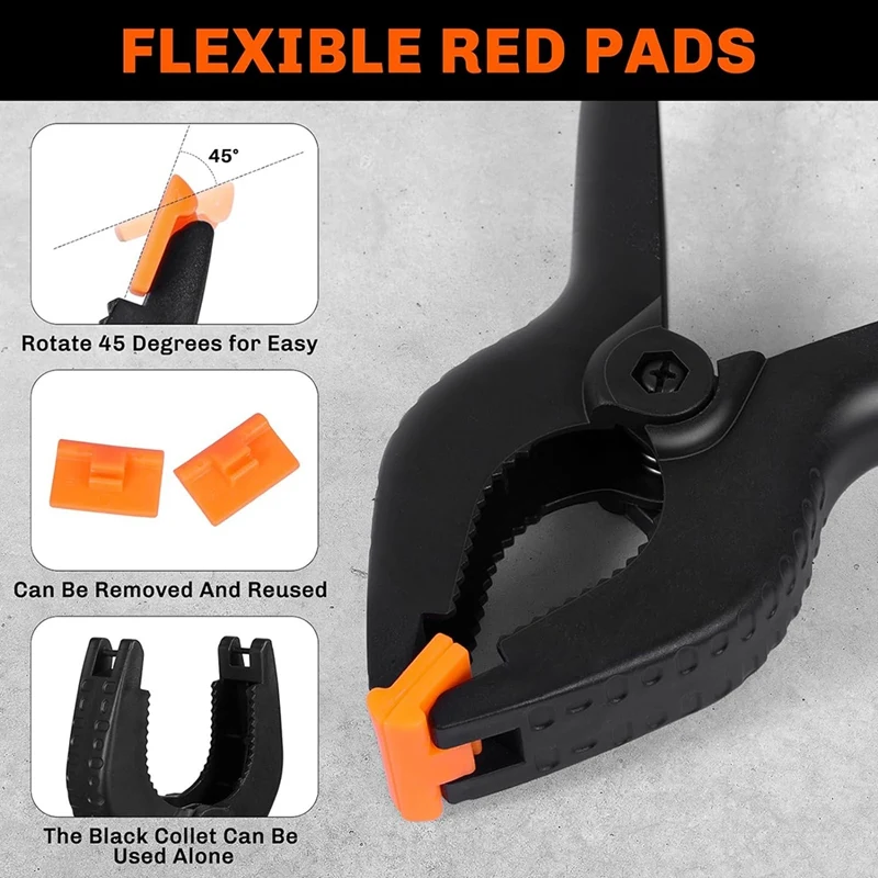 10 Piece Premium Spring Clamps Heavy Duty Clips Black In Assorted Sizes 6.5Inch, 4.5Inch, & 3.5Inch