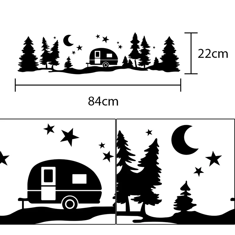 Trees Forest Vinyl Body Decal Sticker for SUV RV Van Caravan Offroad Car Decor