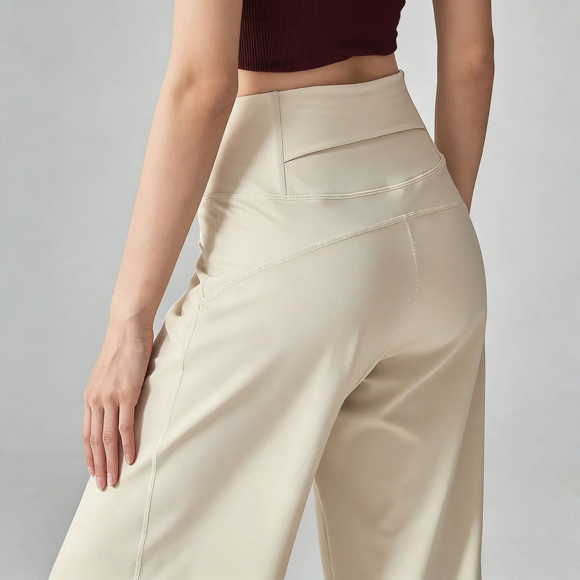 

Свободные прямые брюки для йоги для женщин, с высокой талией, драпированные, тонкие, дышащие, летние, для фитнеса и бега