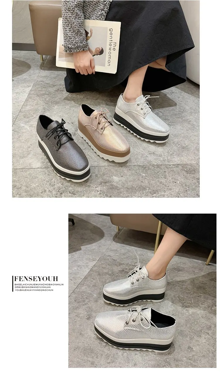 High Quality Genuine Leather Flat Platform Women Shoes Fashion Wedge Casual Woman Luxury Designer Brand Leather Shoes For Women