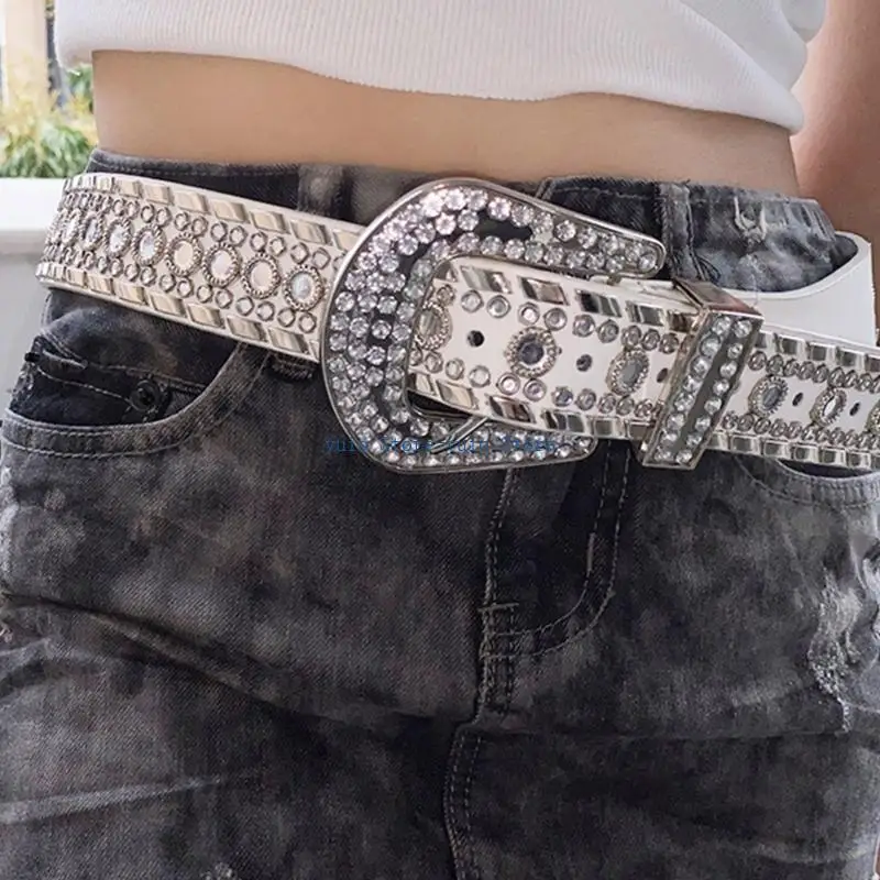X7XB Multi-color Adult Waist Belt with Pin Buckle Luxurious Adjustable Waist Belts for Woman Male Coat Jeans