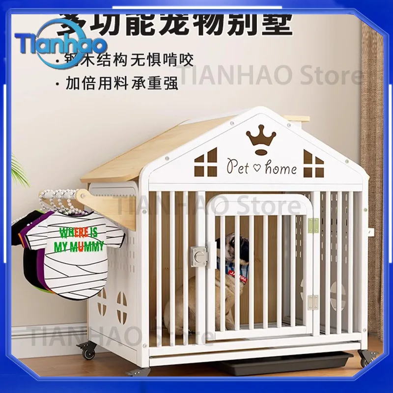 Luxury Wooden Dog House Kennel for Corgi Small Dogs Teddy Indoor Pet Bed Cat Dog Washable Removable Cover