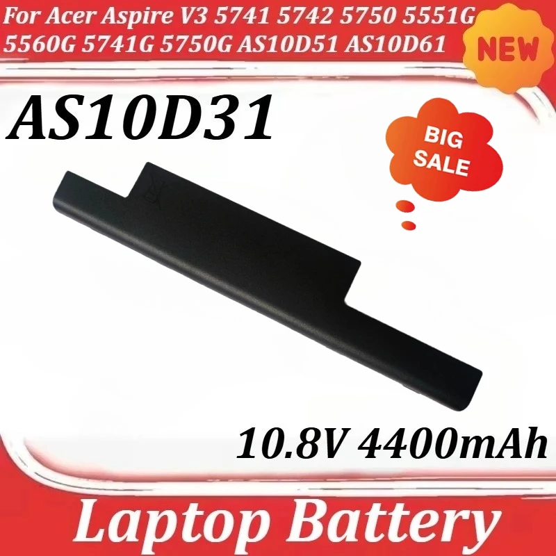 Laptop Battery AS10D31 10.8V 4400mAh for Acer Aspire V3 5741 5742 5750 5551G 5560G 5741G 5750G AS10D51 AS10D61 AS10D71 AS10D75