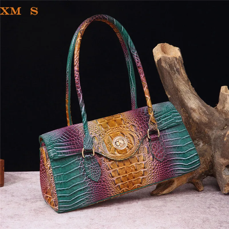 New Crocodile Pattern Handbag Bags for Women 2026 Fashion Designer Luxury Vintage Lady PU Leather Shoulder Crossbody Bag