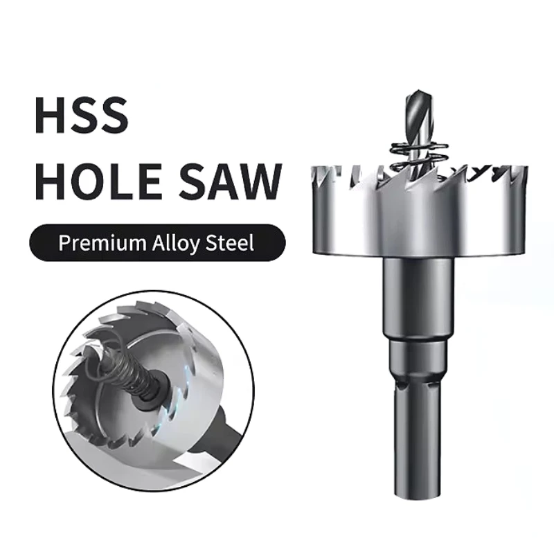 5 Buah Set Gergaji Lubang Mata Bor HSS Ujung Karbida Paduan Logam Baja Tahan Karat 16/18.5/20/25/30Mm Alat Pertukangan