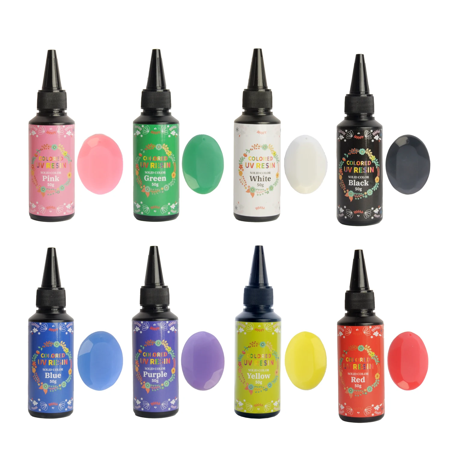 50g Opaque Colored UV Resin Kit, Solid Colored UV Resins, Rigid Ultraviolet Clear Resin for Crafts, Jewelry Making and Decorate