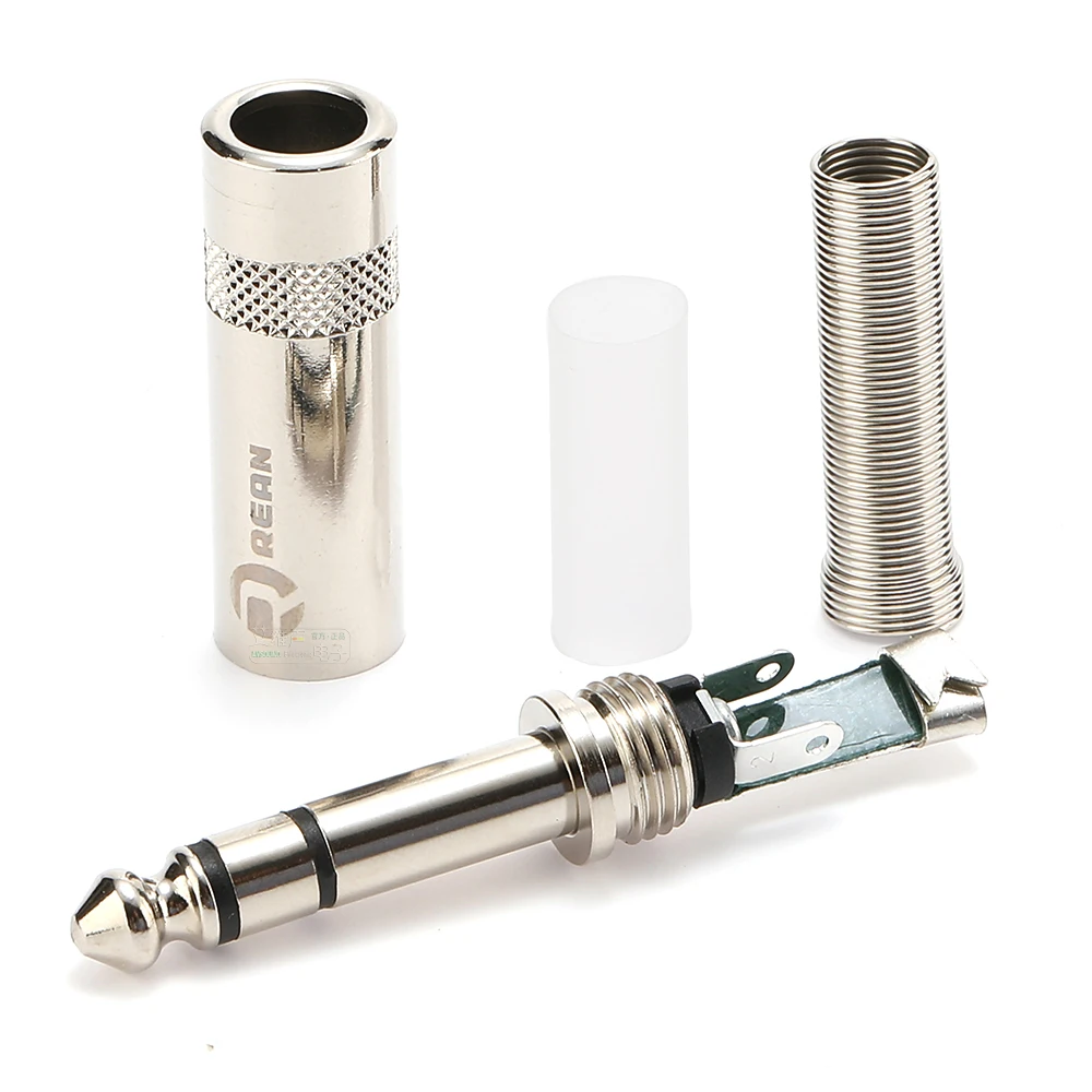 REAN 6,35mm TRS Stereo 3-Polig Vergoldeter 1/4'' TS Mono 2-Polig Stecker 6,5 Gerader Stecker für Instrumente, Gitarre, Bass, Mikrofon – Detail 15