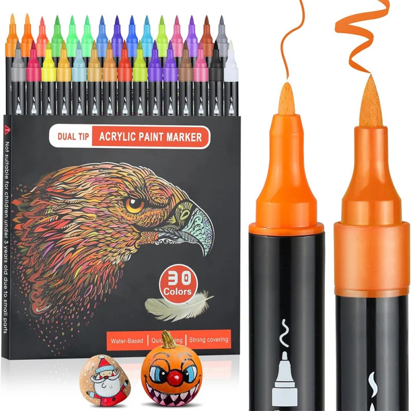 Bolígrafo de doble cabeza de 30-120 colores, rotulador de Metal de propileno acrílico, pinturas de cuentas de mano, juego de pinceles de Bellas Artes para cartón