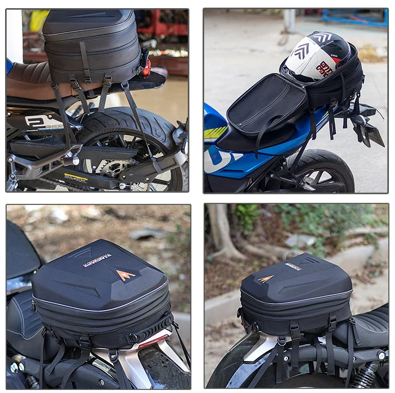 Bolsa universal para capacete de assento traseiro de motocicleta, expansível, 20l-28l, portátil, completa e meio, armazenamento de viagem, acessórios modificados