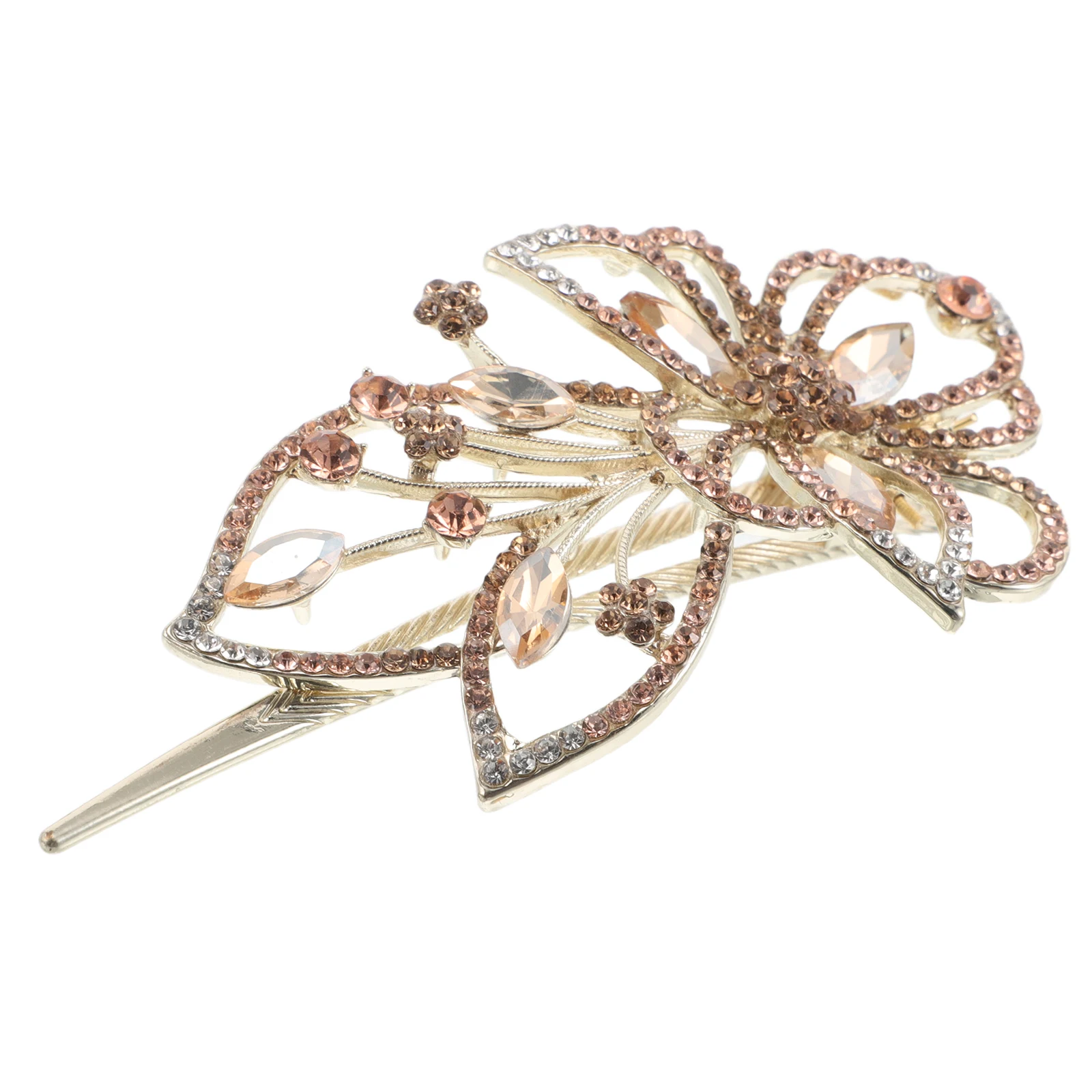 

Rhinestone Hair Clips Gold Flower Crystal Bride Hairpin Styling Barrette Updos Accessories Non-slip Comfortable Secure Hold