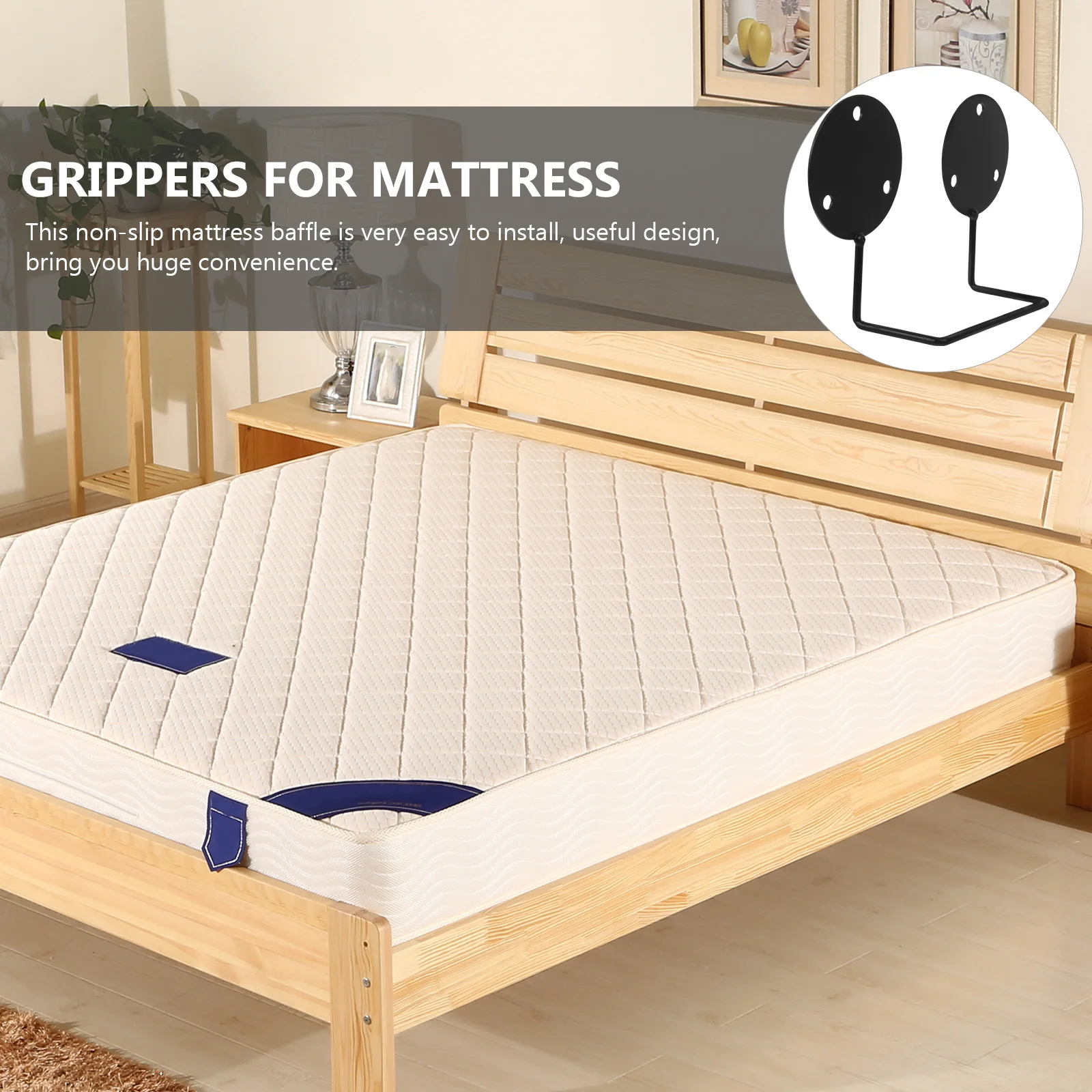 

4Pcs Metal Mattress Retainer Bar Heavy Duty Non-Slip Stopper for Bed Frame Secure Mattress Fixing Bracket Stoppers for Bedding